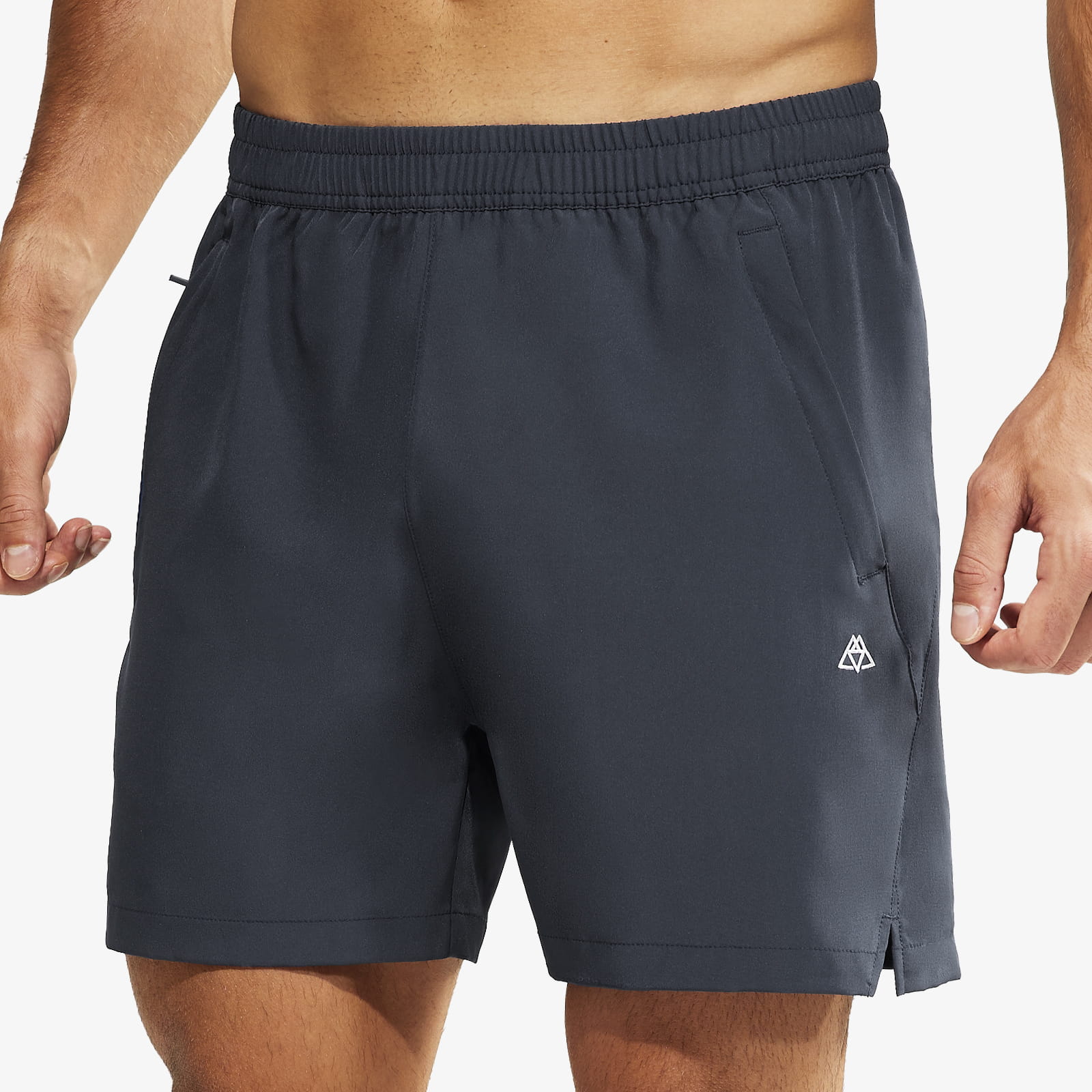 Haimont Men's 5-Inch Workout Running Shorts with Zipper Pockets, Dark Grey / XS