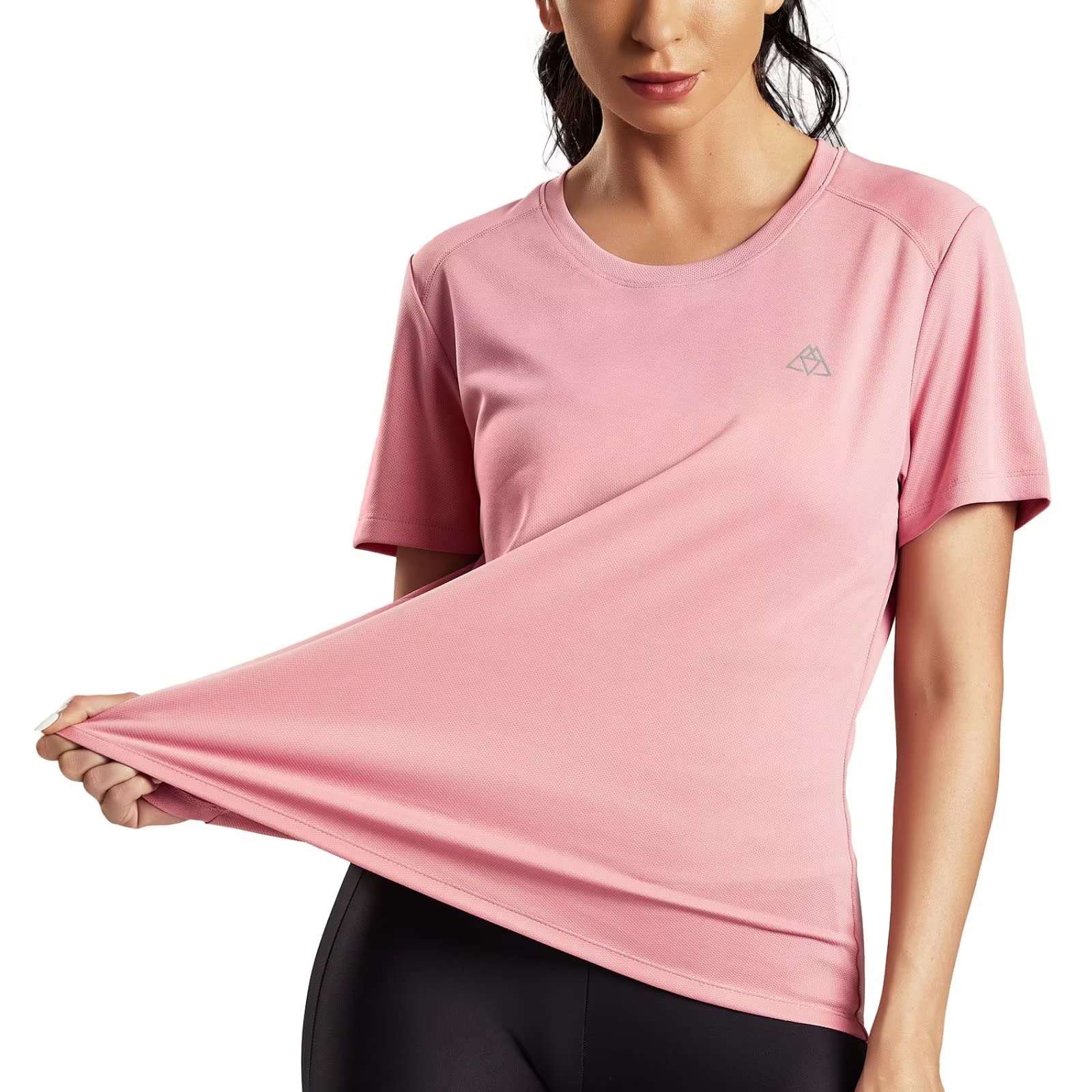 Women Sport Shirt Slim Running Tops Mesh Hollow Out Short Sleeve T