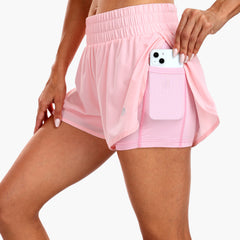 Women's Running Shorts 2 in 1 High Waisted 3" Athletic Shorts