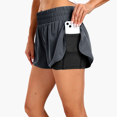 Women's Running Shorts 2 in 1 High Waisted 3" Athletic Shorts