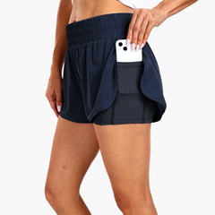 Women's Running Shorts 2 in 1 High Waisted 3" Athletic Shorts