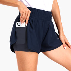 Women's Running Shorts 2 in 1 High Waisted 3" Athletic Shorts