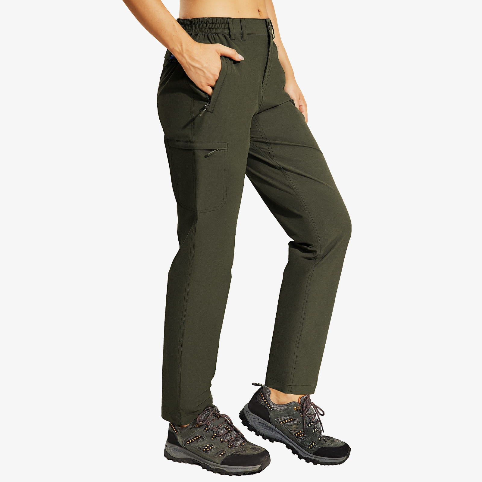 Women's Cargo Hiking Pants Joggers Lightweight Quick Dry Athletic Workout  Casual Pants with Zipper Pockets Black Medium