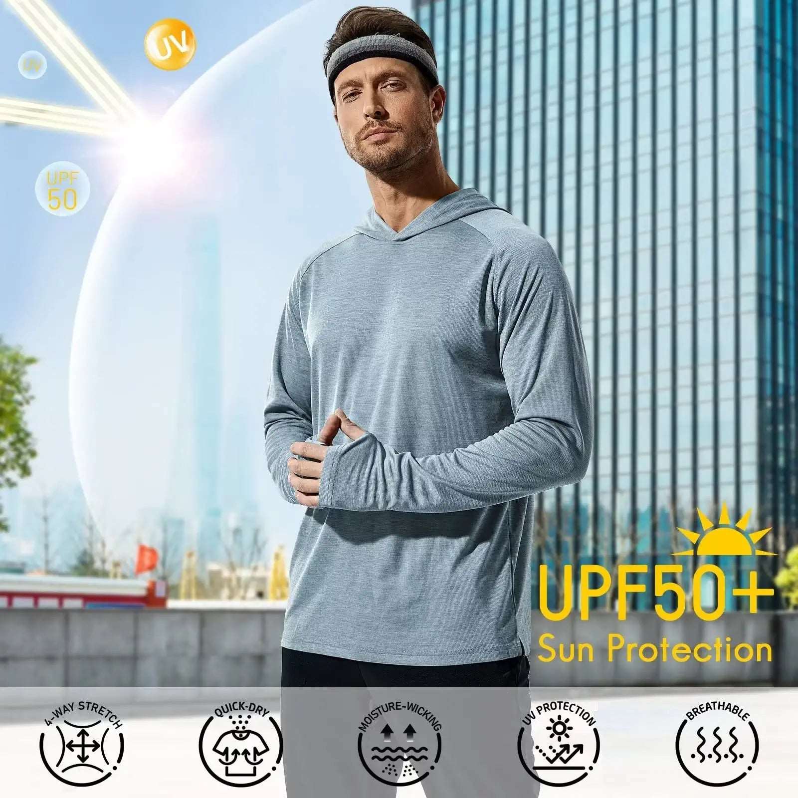 Buy BALEAF Mens Shirt UPF 50+ Shirts Soft Rash Guard Breathable Lightweight  Workout Running Hiking Tops, 01-Light Blue Heather, Medium, Long Sleeve at